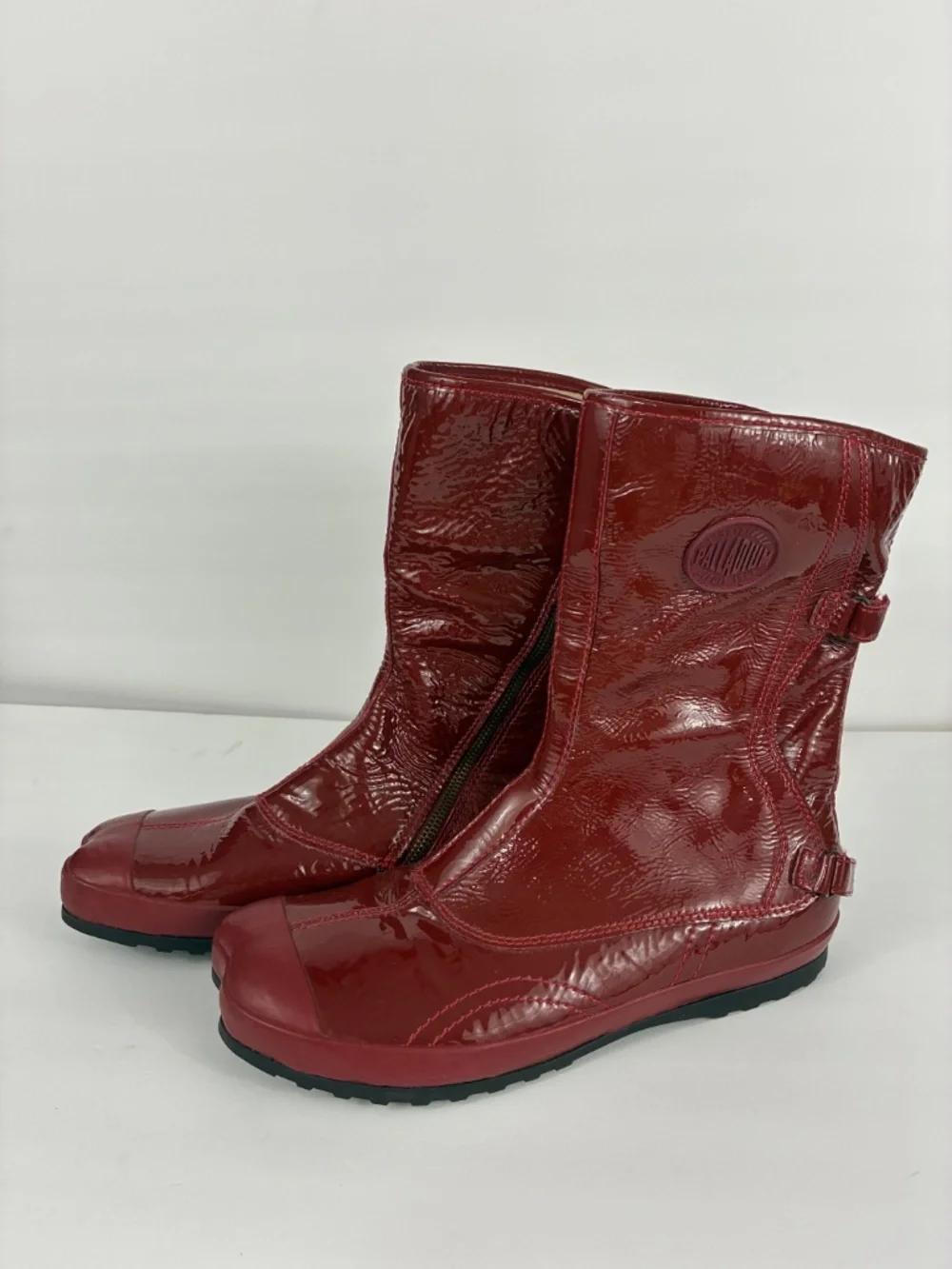 Palladium Unbound Shibuya Boots 8 Red Patent Leather Tabi Toe Calf High Samurai